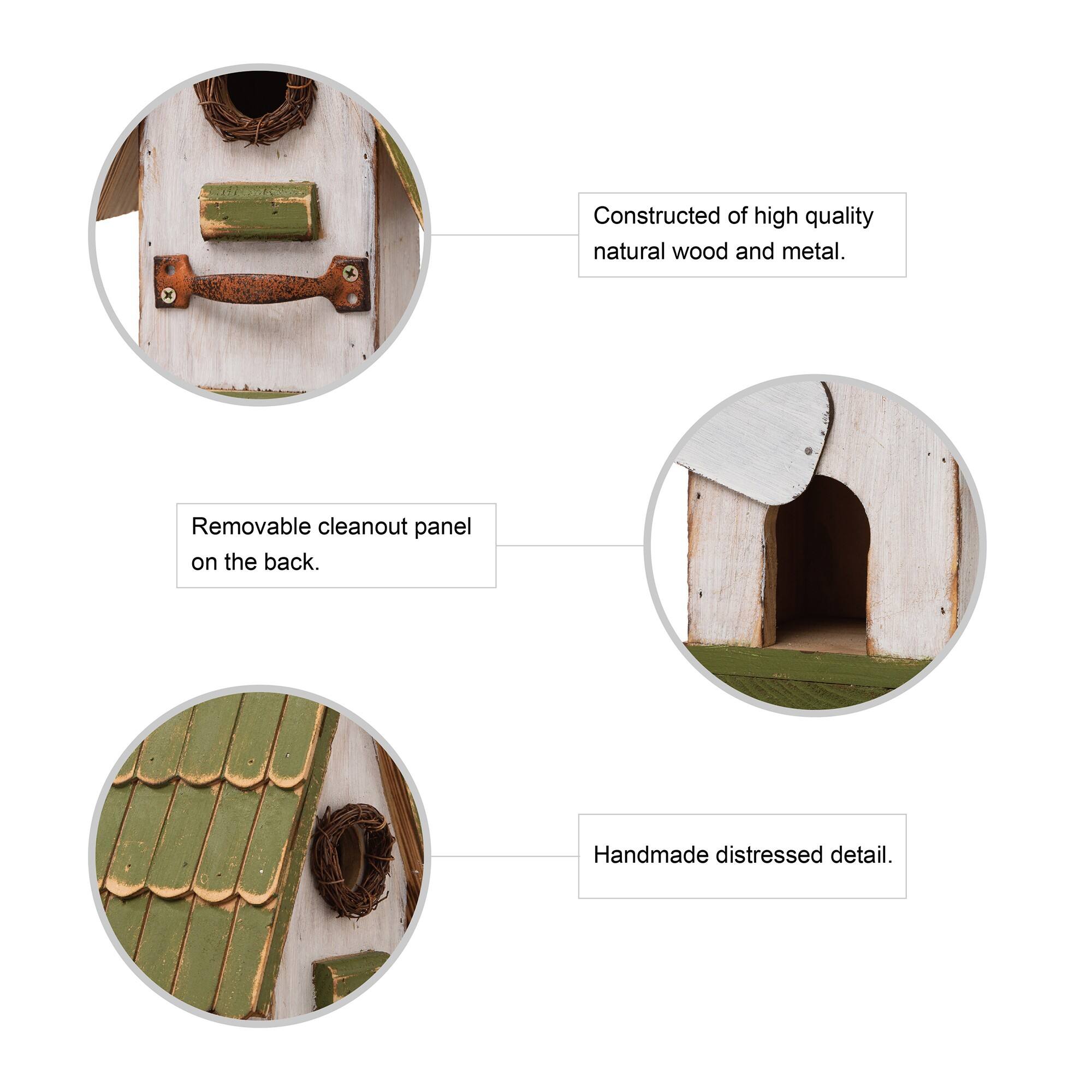 Glitzhome® 11" Hanging Wood Green Roof Garden Decorative Birdhouse